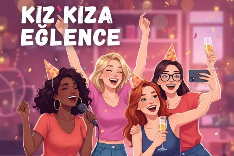 Kız kıza eğlence (çizim)